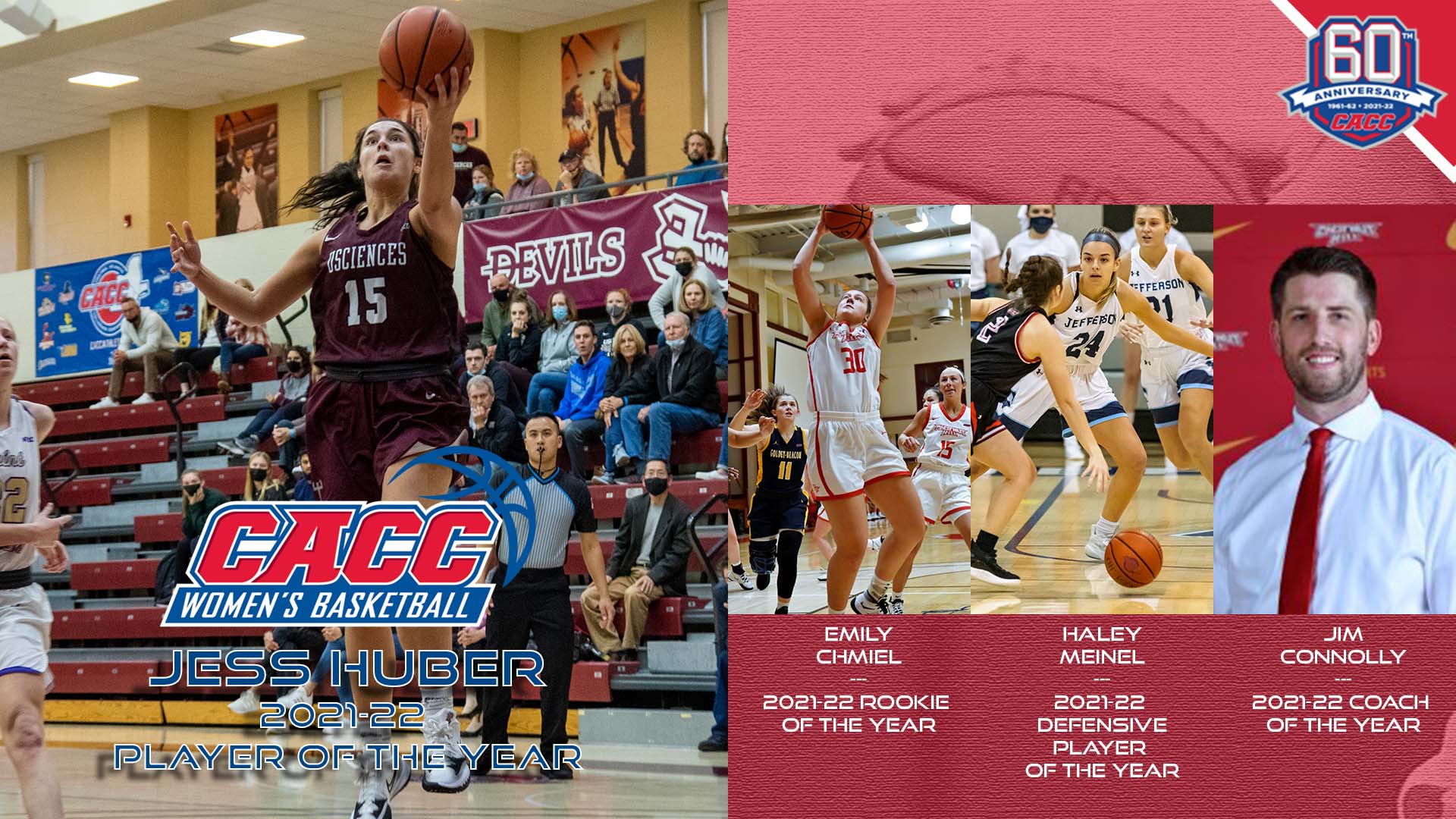 USciences' Jess Huber Named CACC WBB Player of the Year