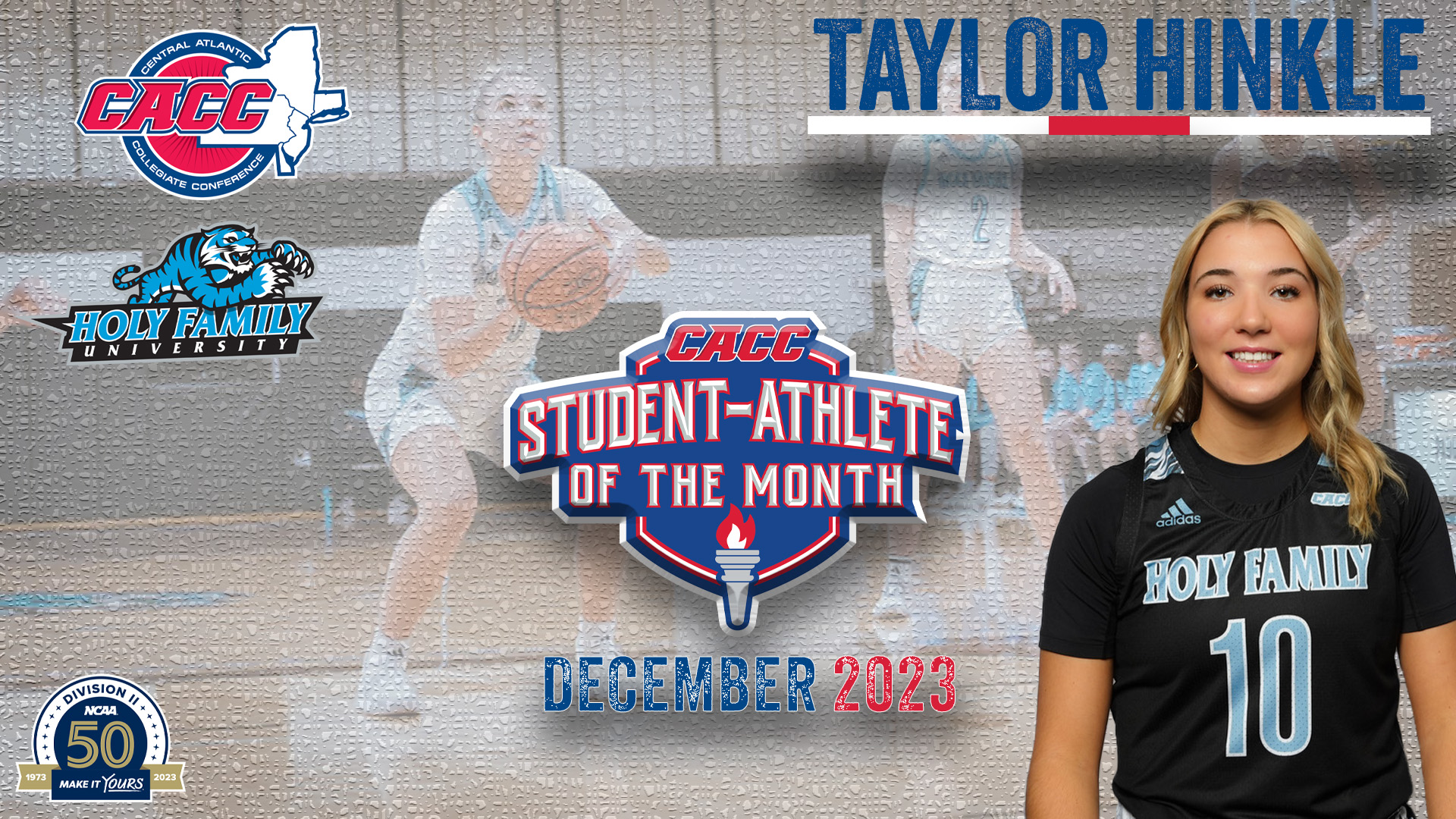 HFU's Taylor Hinkle Named CACC S-A of the Month for December