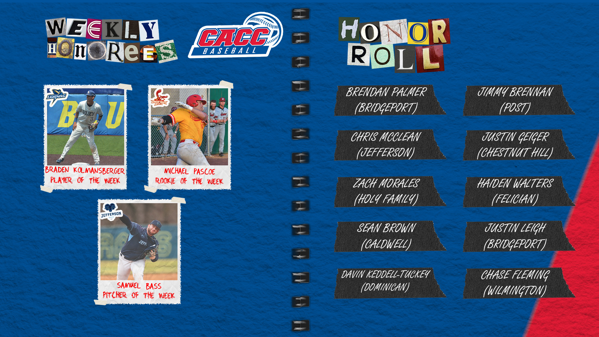 CACC Baseball Weekly Honorees (3-18-24)