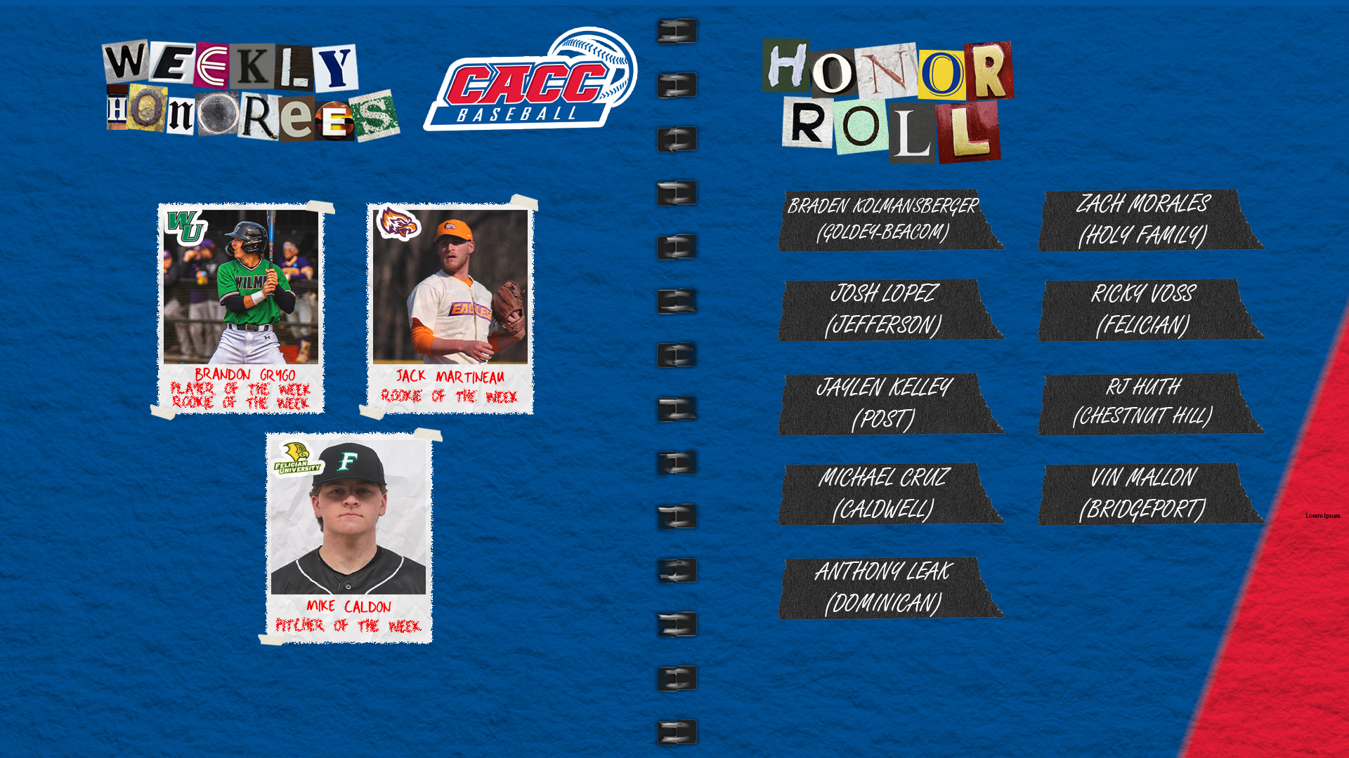CACC Baseball Weekly Honorees (4-15-24)