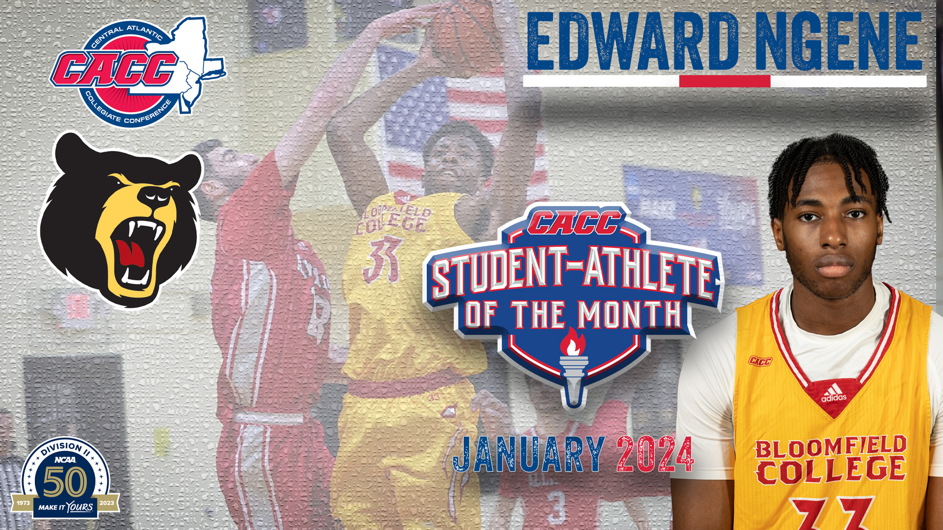 Bloomfield's Edward Ngene Named CACC S-A of the Month for January