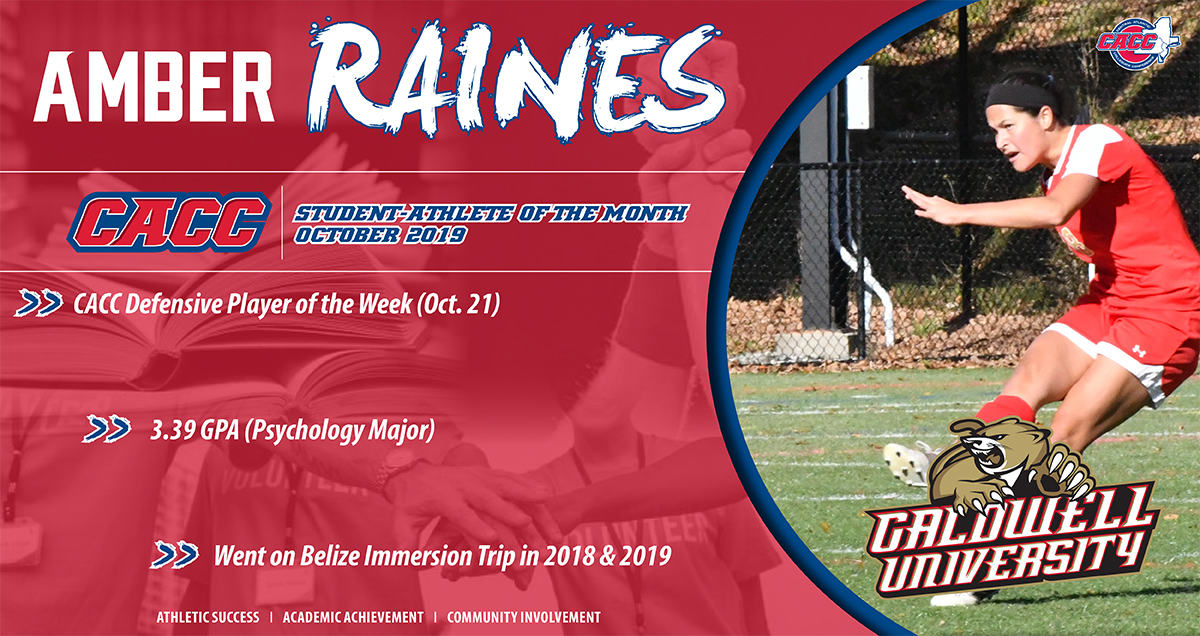 Caldwell Women's Soccer's Amber Raines Named CACC Student-Athlete of the Month for October 2018