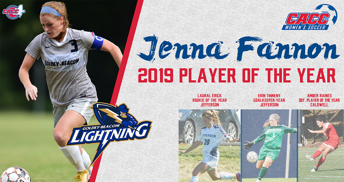 Goldey-Beacom's Jenna Fannon Highlights Tuesday's Award Winners by Being Named 2019 CACC WSOC Player of the Year